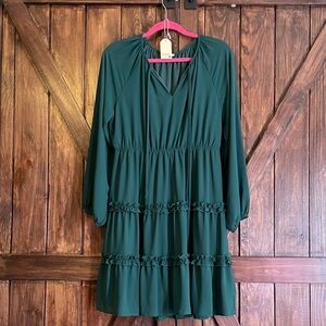 JODIFL Forest Green Long Sleeve Dress